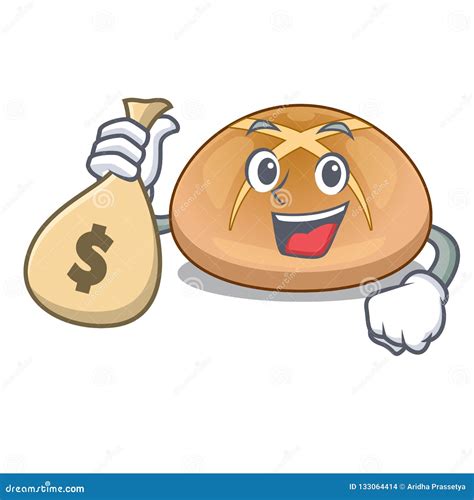 With Money Bag Hot Cross Buns On Cutting Cartoon Stock Vector Illustration Of Cartoon Mascot