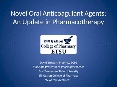 Pptx Novel Oral Anticoagulant Agents An Update In Pharmacotherapy