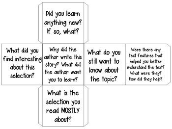 Reading Comprehension Cube By Sarah Davis Teachers Pay Teachers