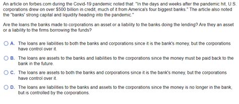 Solved An article on forbes.com during the Covid-19 pandemic | Chegg.com 