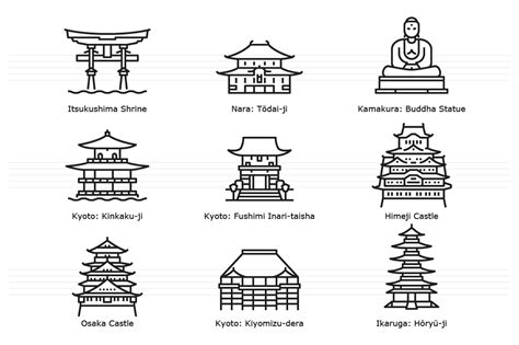 15. Japan – Outline Icon Set