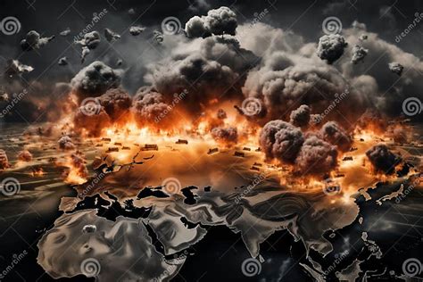 World Map on Fire Representing Global Crisis Stock Photo - Image of ...