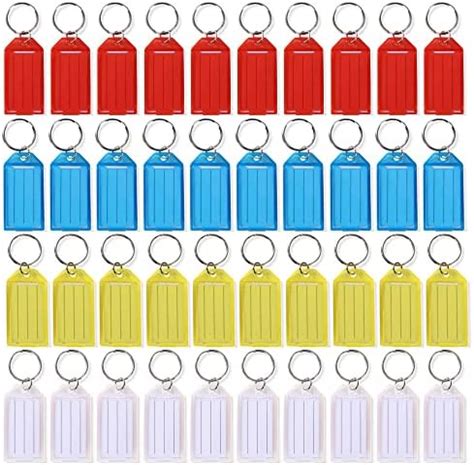 40 Pcs Tough Plastic Key Tags With Strong Split Ring And Flap Label