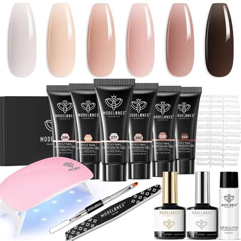 Poly Extension Gel Kit Colors Nude Pink Skin Tones Poly Nail Gel Kit With Nail Lamp All In