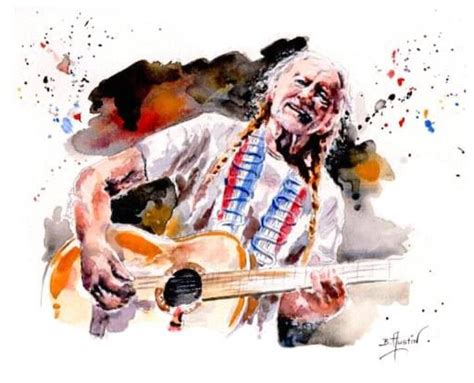 Willie Nelson Sketch Book Watercolor Art Work Musicians Painting