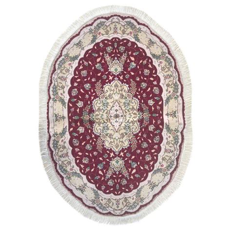 Authentic Persian Hand Knotted Medallion Floral Tabriz Blue Round Rug