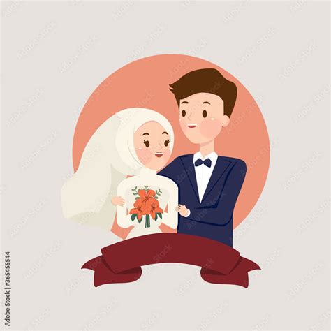 Muslim Couple Bride And Groom With Flower Bouquet Muslim Wedding