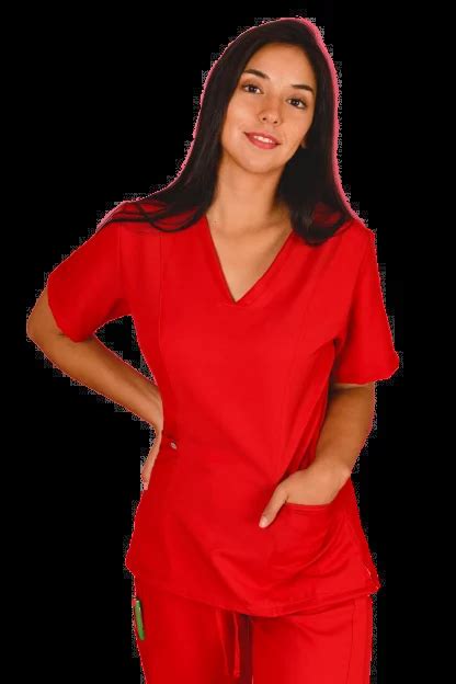 Uniforme Cl Nico Color Rojo Tops Mujer Aur Sima