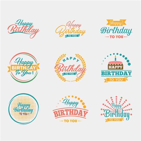 Premium Vector | Happy birthday typography set