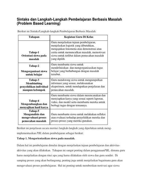 Sintaks Dan Langkah Pbl Pdf