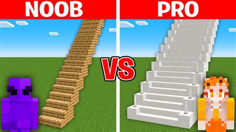 Minecraft Noob Vs Pro Longest Staircase Build Challenge Youtube