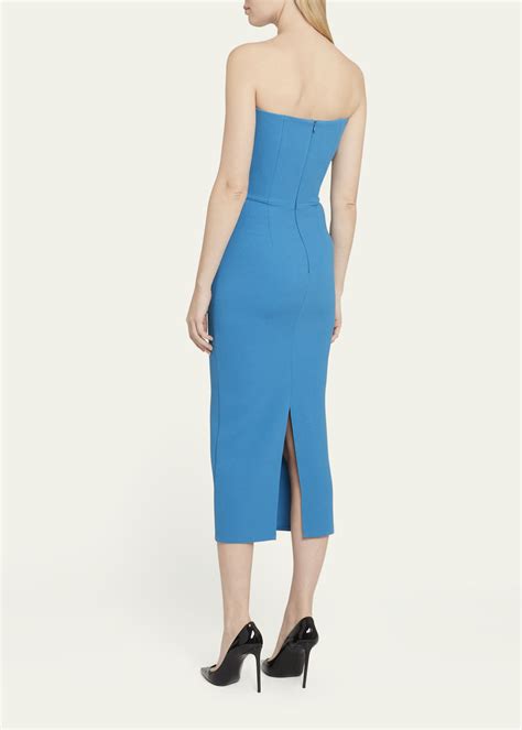 Alex Perry Strapless Bustier Stretch Crepe Midi Dress Bergdorf Goodman