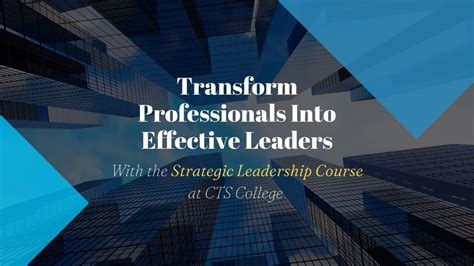 Strategic Leadership Course At Cts College Youtube