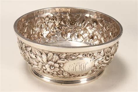 Floral Sterling Silver Bowl With Monogram Bowls Comports And Dishes