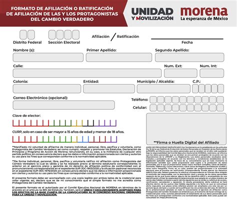 Formato De Afiliciaci N V Formato De Afiliaci N O Ratificaci N