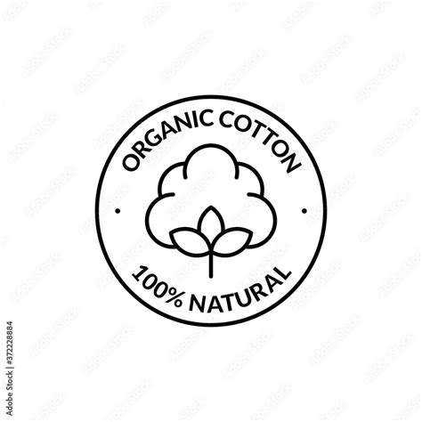 100 Natural Organic Cotton Icon Vector Badge Logo Or Label