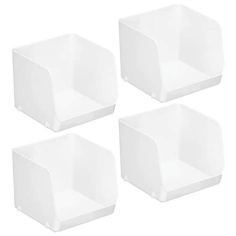 Mdesign Modern Stackable Plastic Open Front Dip Storage Organizer Bin