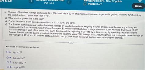 Solved a) The cost of first-class postage stamp was 3c in | Chegg.com