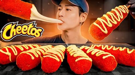 ASMR HOT CHEETOS MOZZARELLA CORNDOGS MUKBANG 먹방 COOKING EATING SOUNDS Zach Choi ASMR
