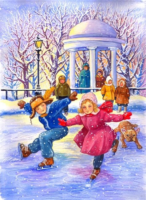 Иллюстрация На катке в стиле детский | Illustrators.ru