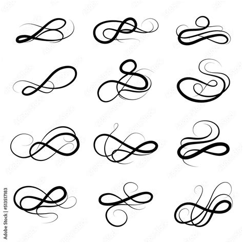 set of swirl border calligraphy and dividers decorative vector in ...