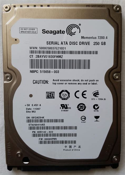 Amazon | Seagate Momentus 7200.4 ST9250410AS 250 GB 2.5' Internal Hard ...