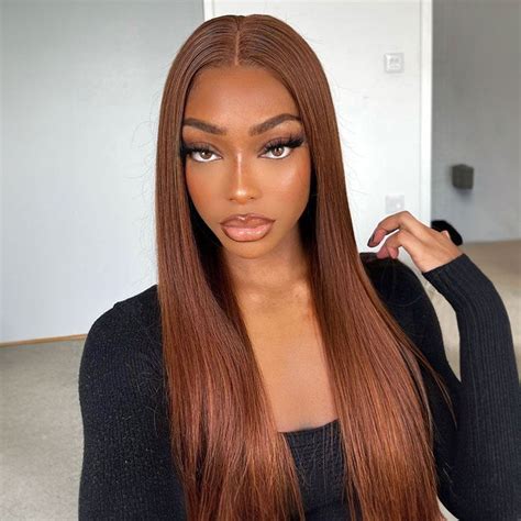 Straight 4 Chestnut Brown Color Lace Front Glueless Wig Human Hair