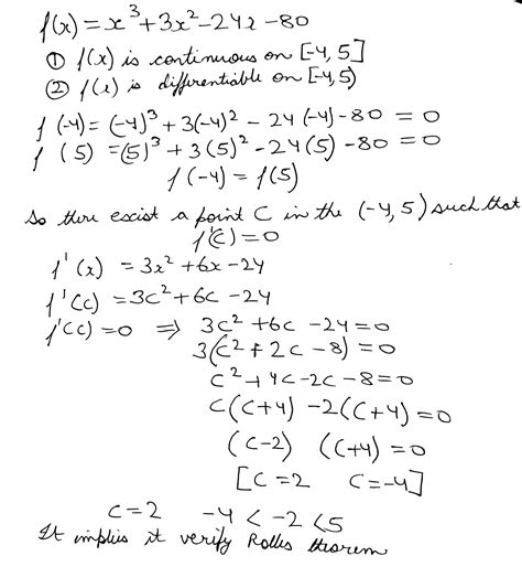 Verify Rolles Theorem For Each Of The Following Functions Fx X3