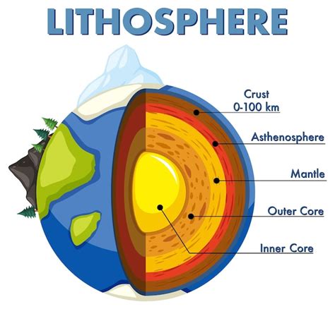 Premium Vector Diagram Showing Layers Of The Earth Lithosphere