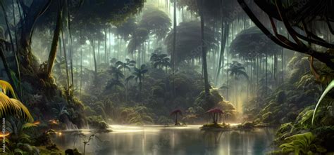 Modern Art Tropical Forest Banner Background Wallpaper Digital ...