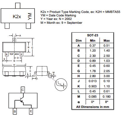 MMBTA55 Datasheet PDF 60V 4A PNP Transistor