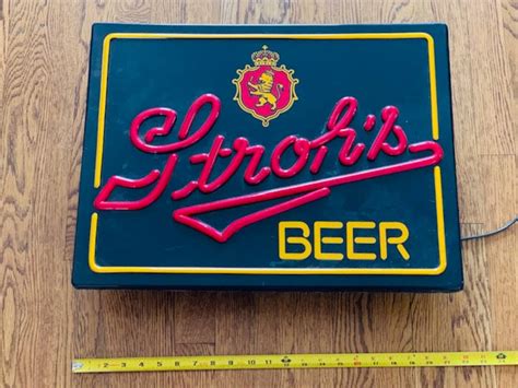 Strohs Beer Light Up Neon Bar Sign Detroit Michigan Mi Etsy