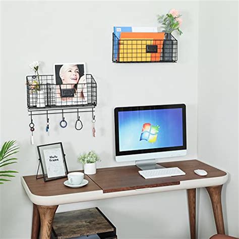 Extra Large Wire Basket Desk Organizer With Adjustable Divider And Tag