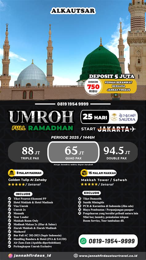 Paket Harga Umroh 2025 Murah Jannah Firdaus Tour Travel