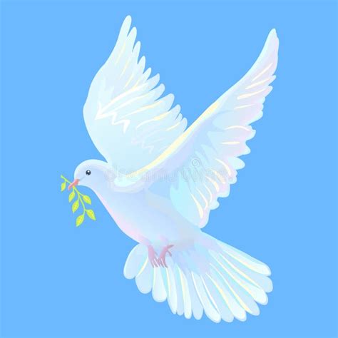 White Dove Is The Symbol Of A Peace Blue Sky Stock Vector