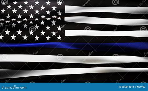 An American Flag Symbolic Of Support For Law Enforcementusa Flag Stock