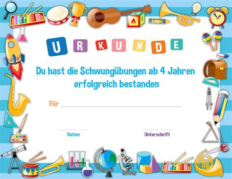 Urkunde Schwungübungen ab 4 Jahren Grundschulheld