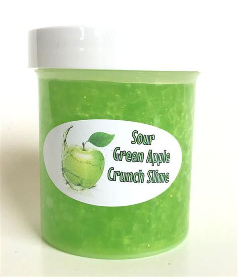 Homemade Sour Green Apple Scented Crunch Slime 4oz Super Slime Slime