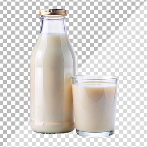 Premium Psd Glass And Bottle Of Fresh Milk On Transparent Background