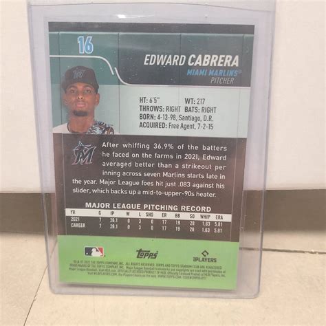 Topps Stadium Club Chrome X Fractor Edward Cabrera Rc For