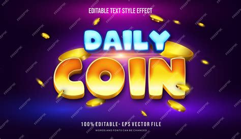 Premium Vector Coin Title Concept Text Style Effect Editable Vector