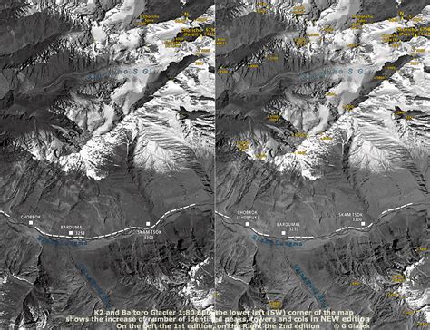 K2 and Baltoro Glacier satellite image map 1:80,000, SPOT - legend