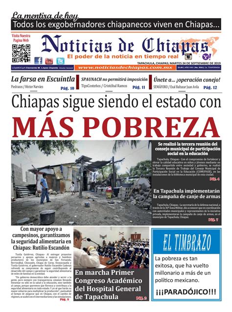 PERIÓDICO NOTICIAS DE CHIAPAS EDICIÓN VIRTUAL MARTES 24 DE SEPTIEMBRE