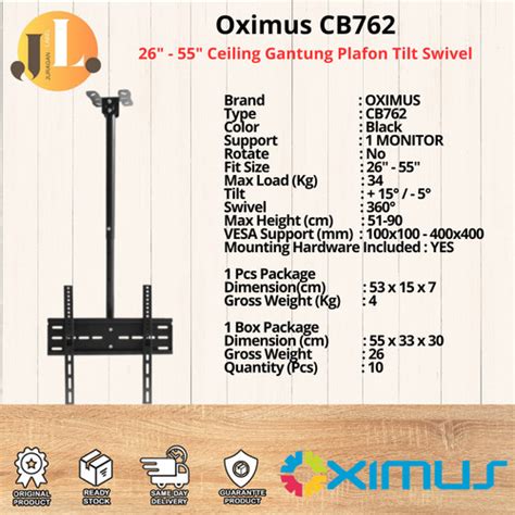 Jual Bracket Tv Oximus Cb Ceiling Gantung Plafon Tilt