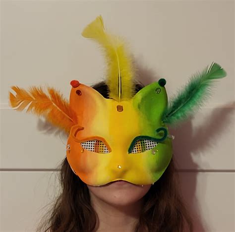 Orange Yellow And Green Therian Cat Mask Etsy