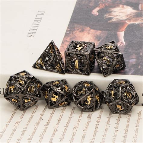 7pcs Hollow Metal Dnd Dice Set For Dungeons And Dragons Rpg Etsy