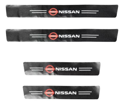 Zócalos Protector Puerta Auto Fibra Carbono Logo Nissan Cuotas sin