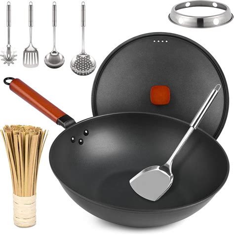 Wok Sartén Con Tapa Wok Antiadherente De 13 Pulgadas Juego De Woks