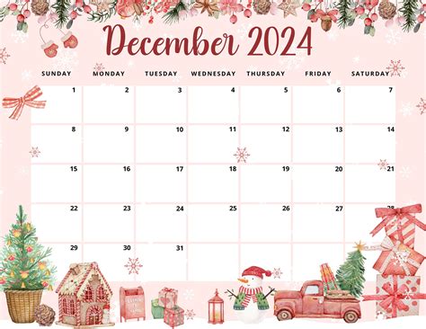 Editable christmas calendar 2024 december 2024 planner christmas