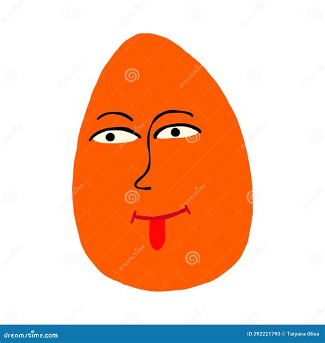 Funny Orange Strange Egg With Cool Face Cute Quirky Comic Easter Egg